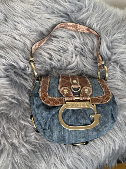 Guess vintage Tasche Y2k Rare Denim Silver brau braun