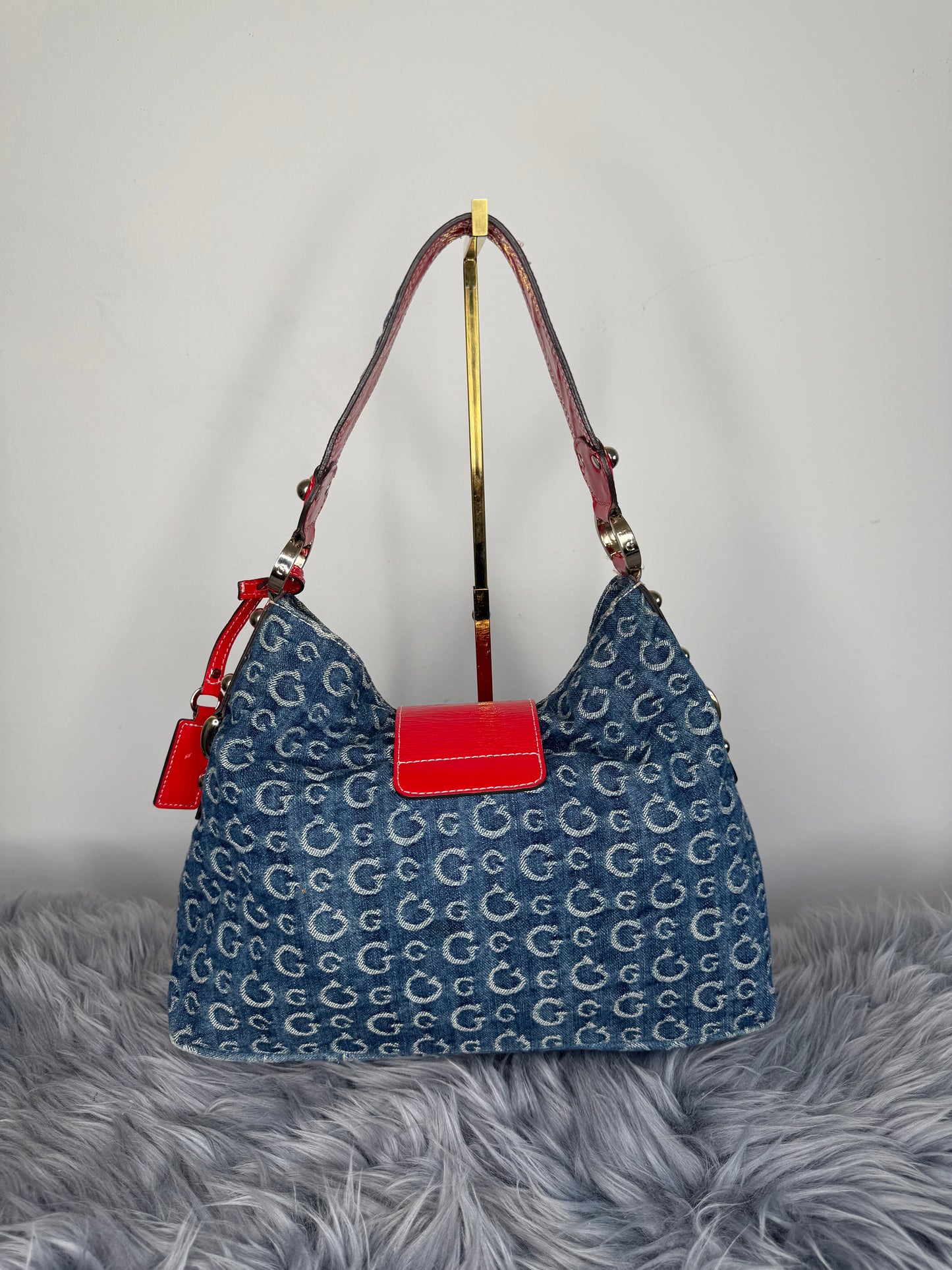 Guess Vintage Tasche Y2k Rare Denim Blau rot