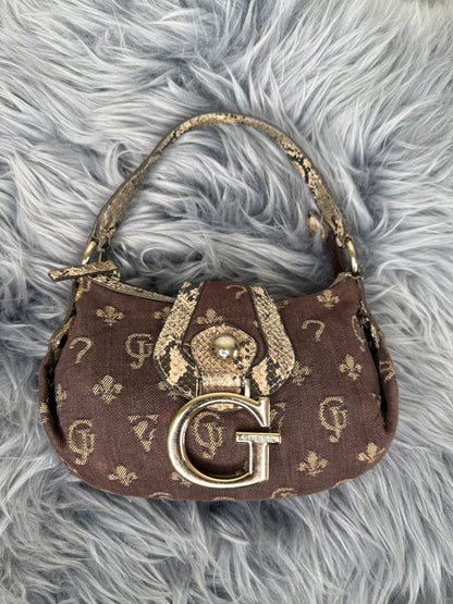 Guess vintage Tasche Y2k Rare denim braun Gold