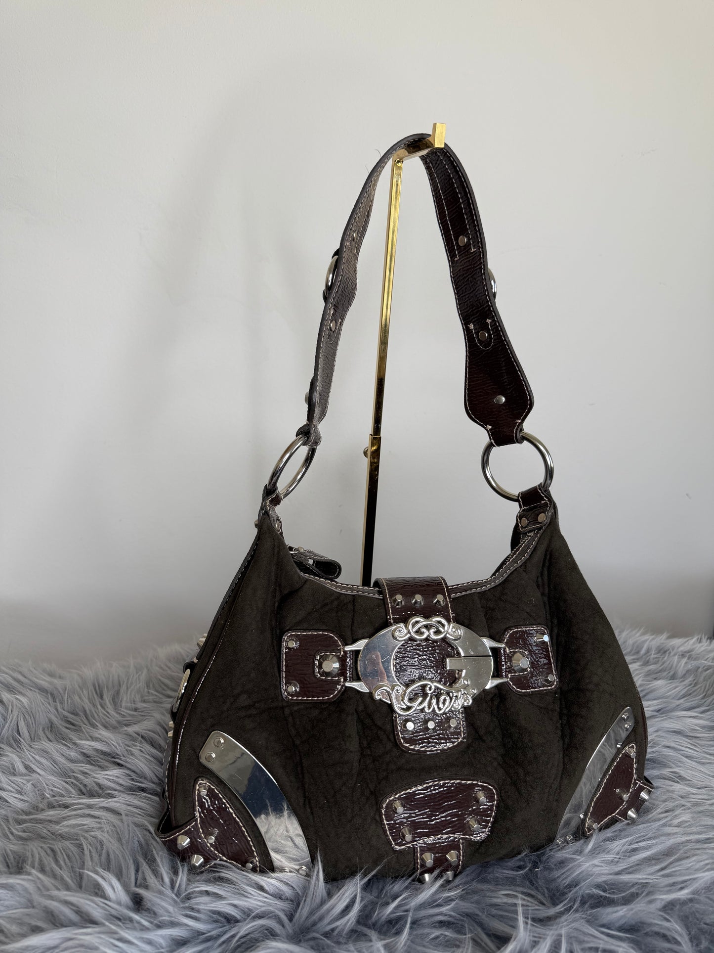 Guess vintage Tasche y2k braun Silber