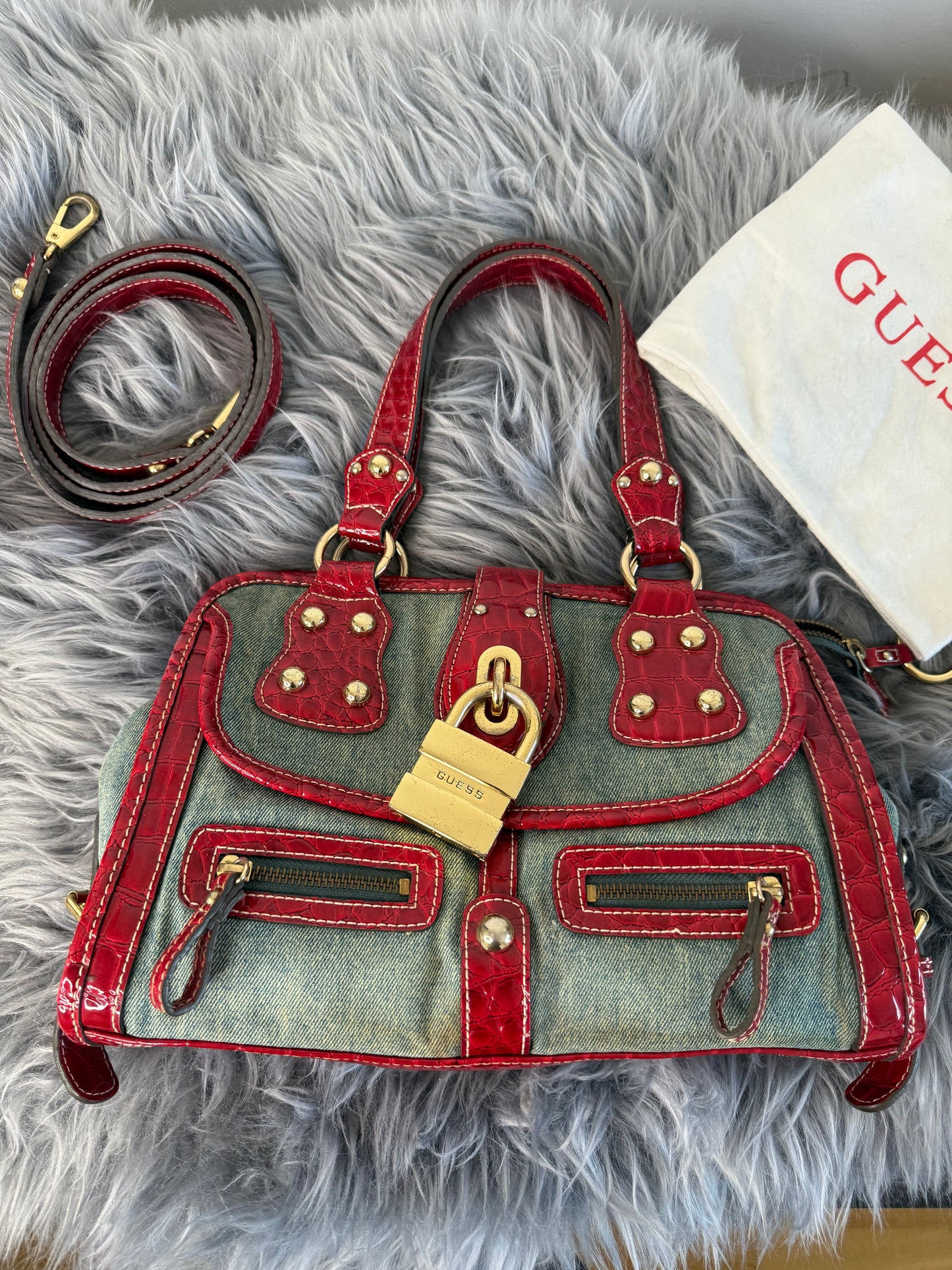 Guess vintage Tasche y2k rare rot denim