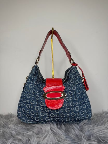 Guess Vintage Tasche Y2k Rare Denim Blau rot