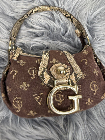 Guess vintage Tasche Y2k Rare denim braun Gold