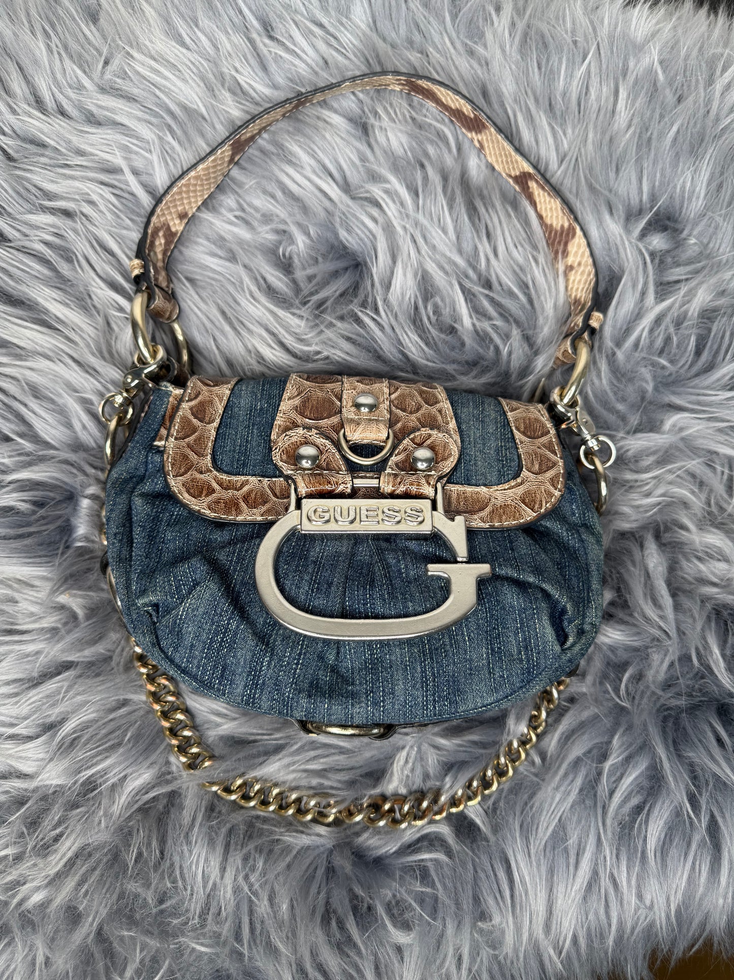 Guess vintage Tasche denim rare blau braun