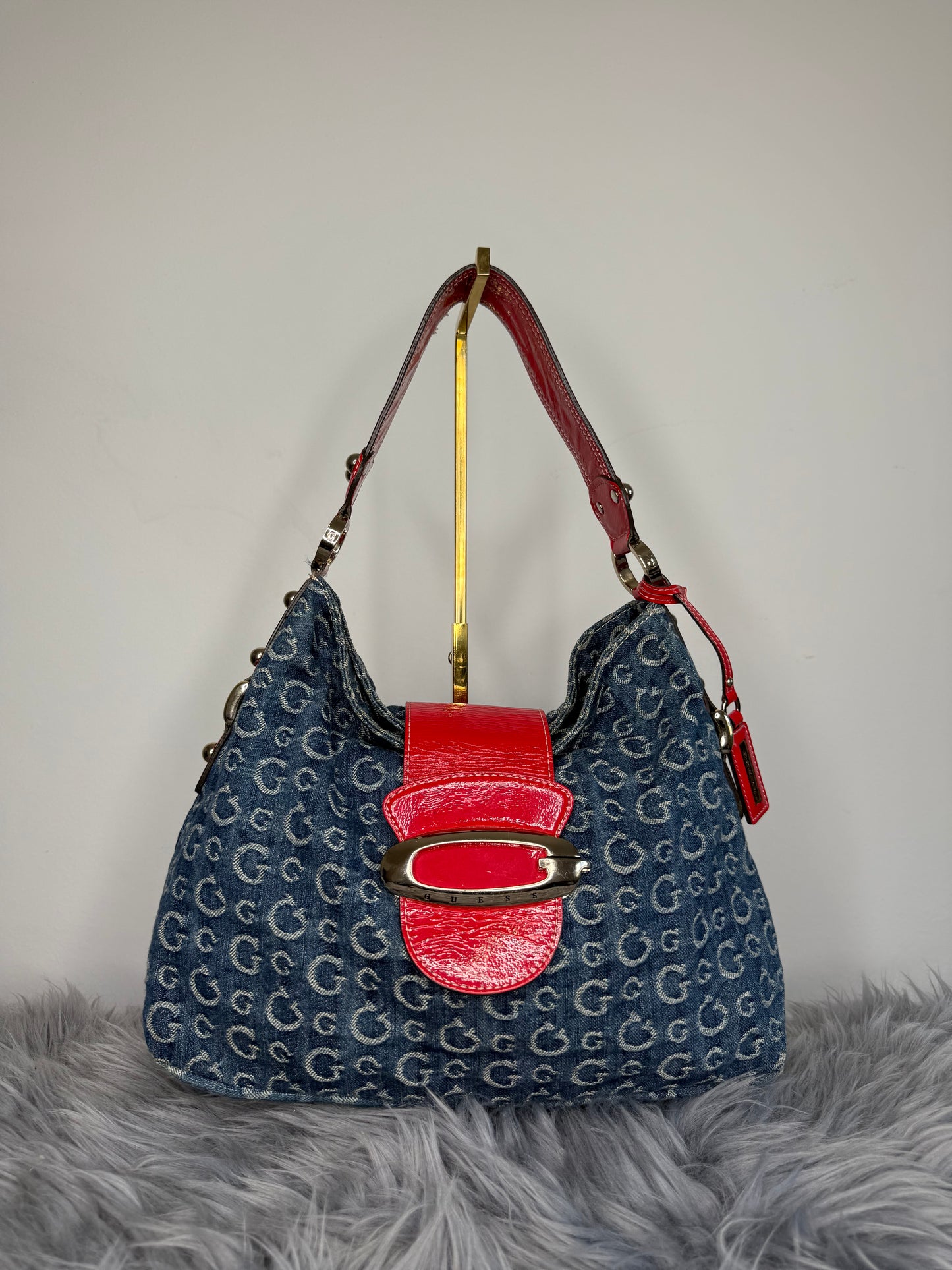 Guess Vintage Tasche Y2k Rare Denim Blau rot