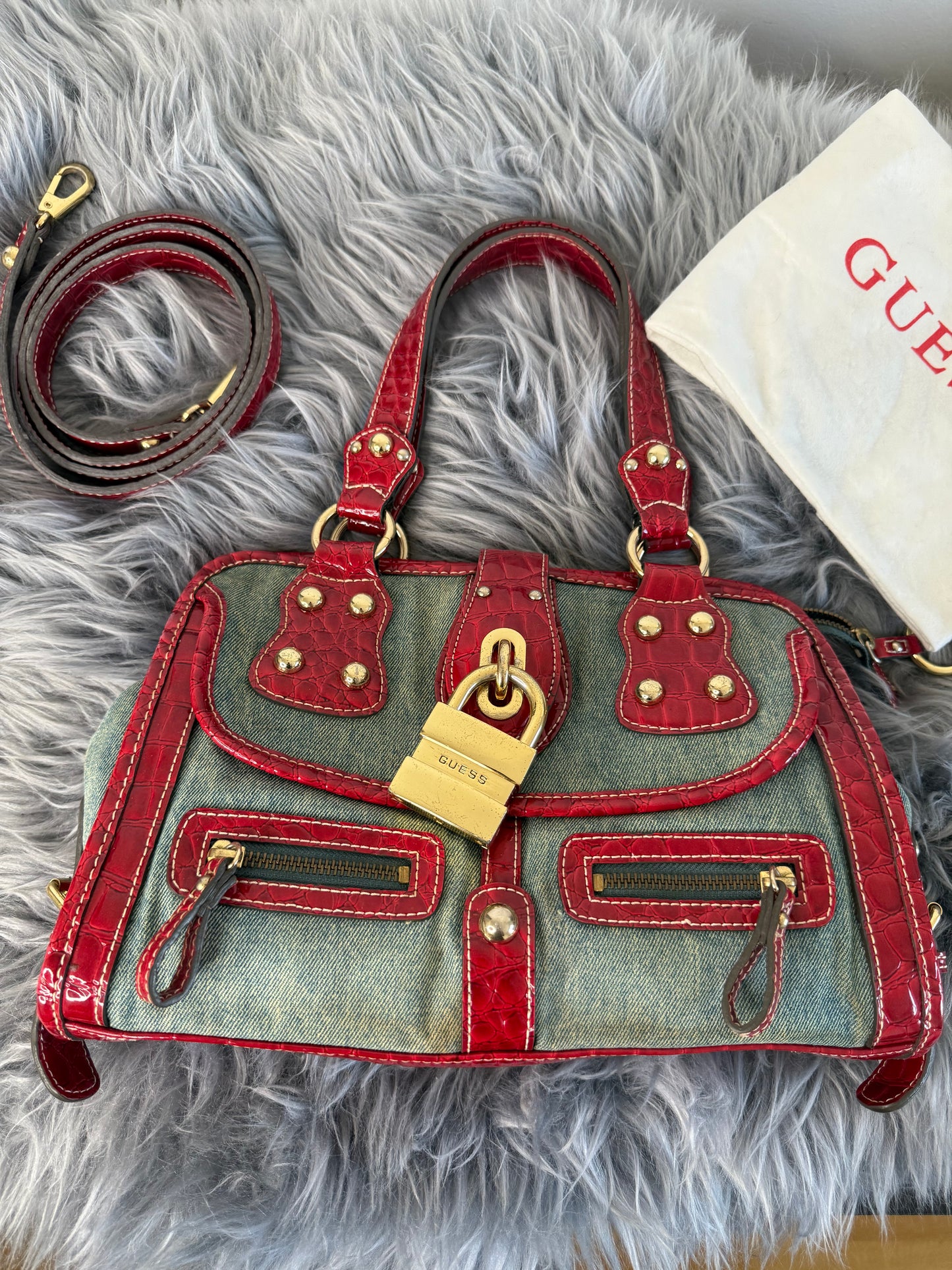 Guess vintage Tasche y2k rare rot denim