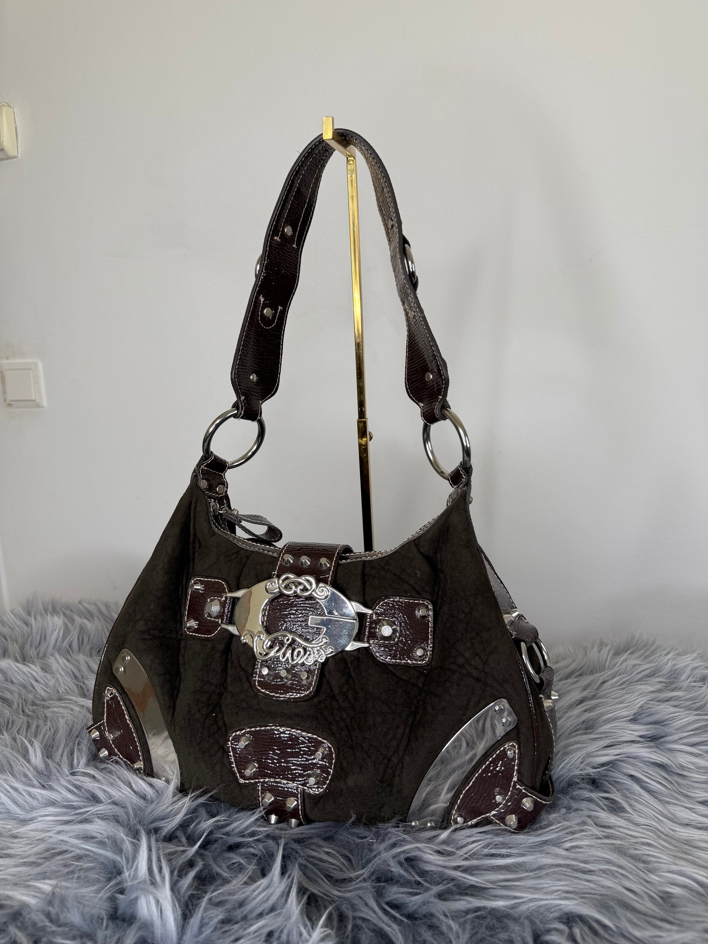 Guess vintage Tasche y2k braun Silber