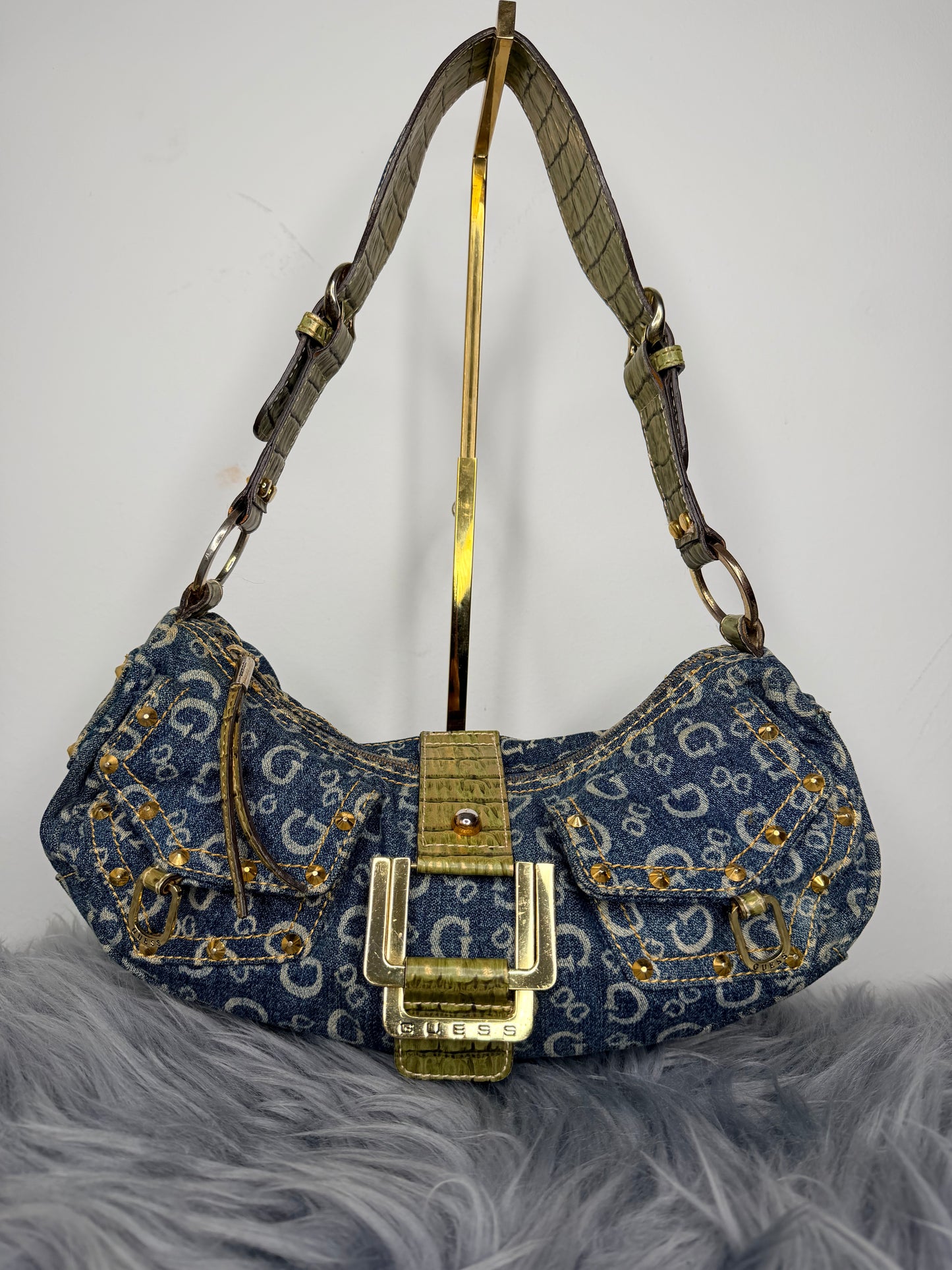 Guess Tasche Denim blau Jeans Gold Details