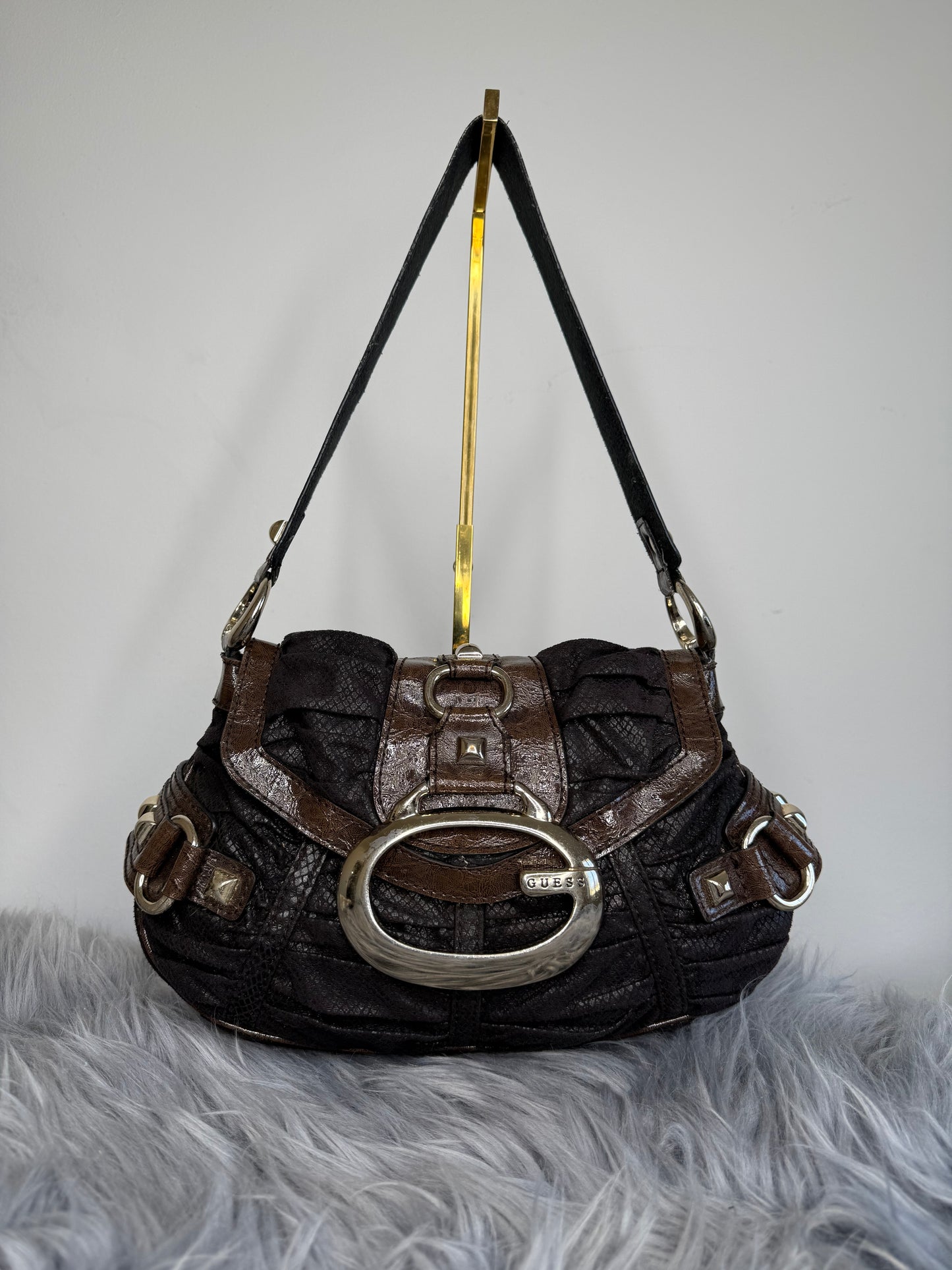 Guess vintage Tasche Y2k Rare braun Gold