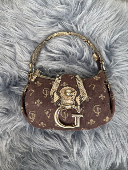 Guess vintage Tasche Y2k Rare denim braun Gold