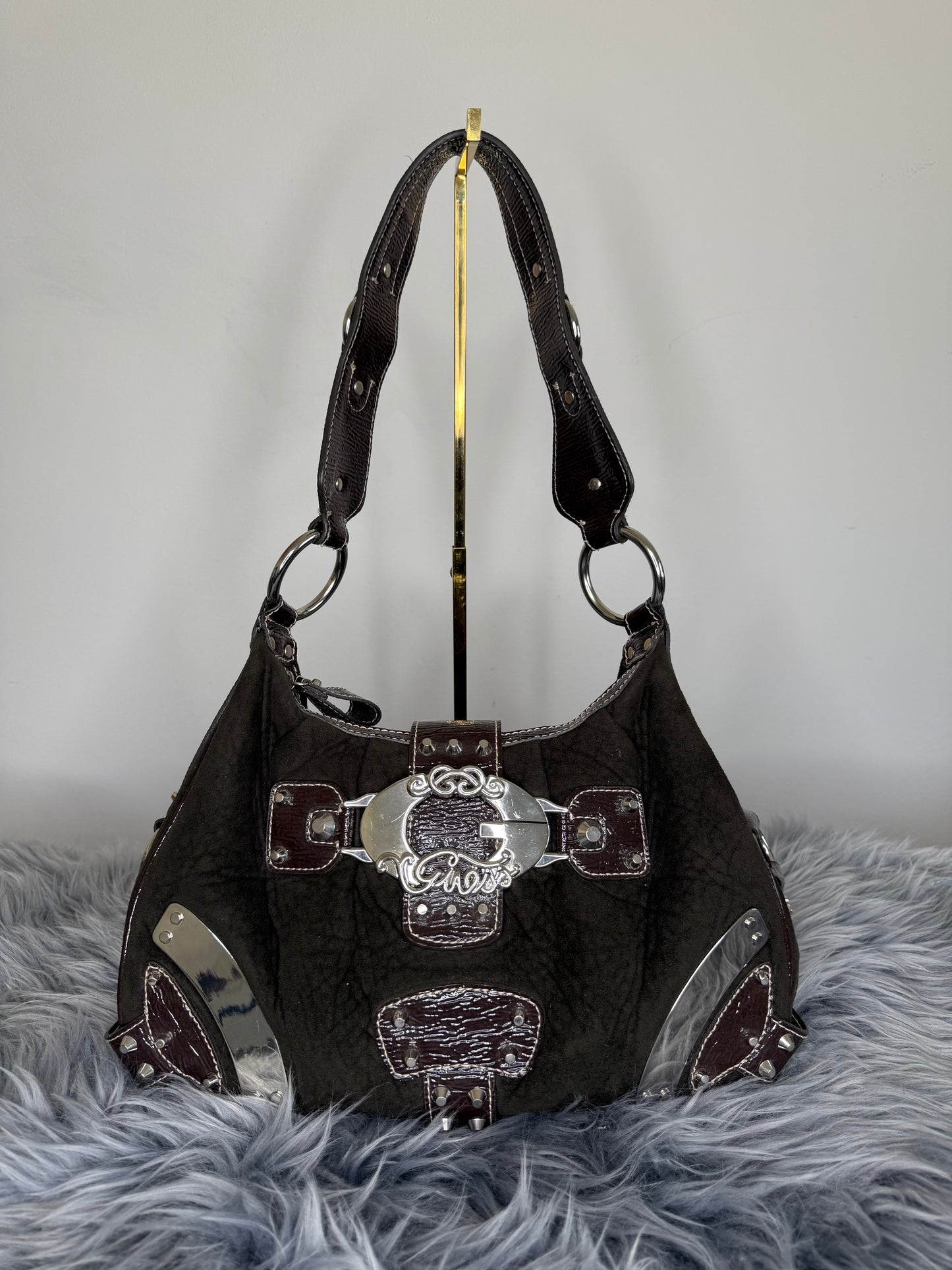 Guess vintage Tasche y2k braun Silber