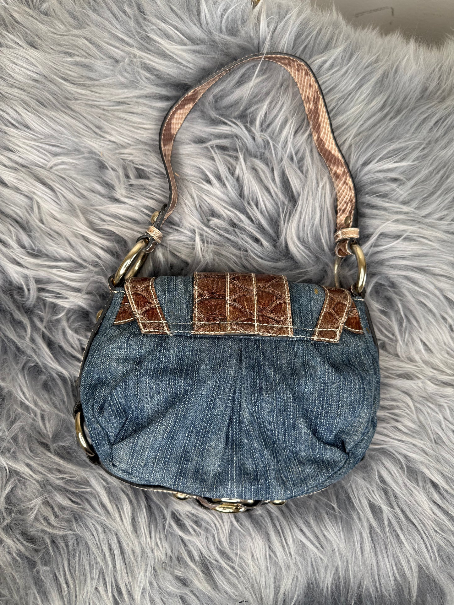Guess vintage Tasche Y2k Rare Denim Silver brau braun