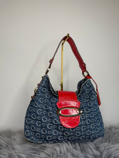 Guess Vintage Tasche Y2k Rare Denim Blau rot