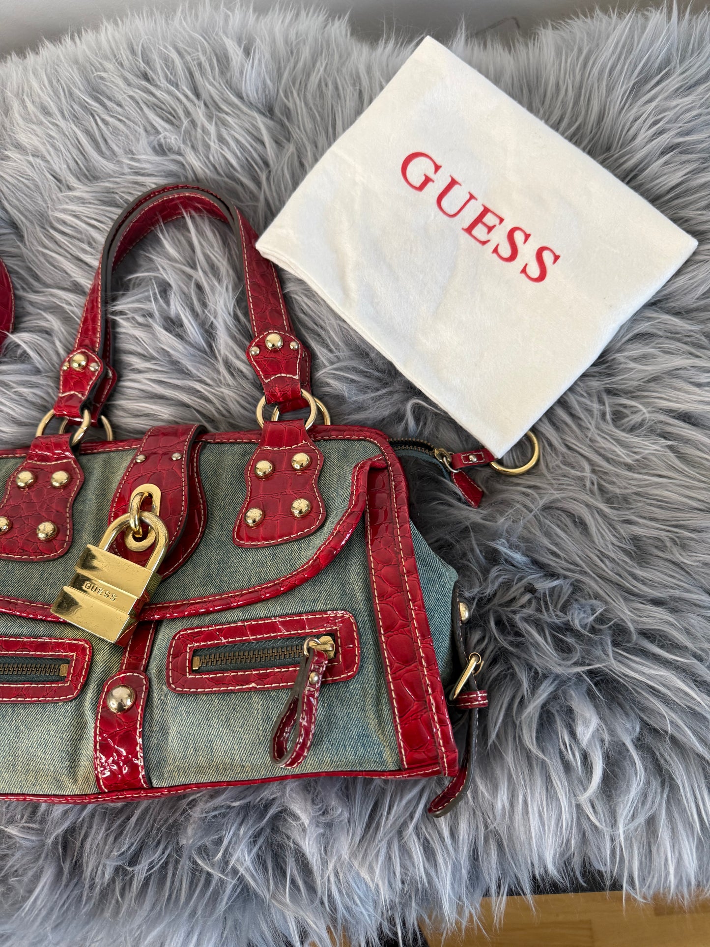 Guess vintage Tasche y2k rare rot denim
