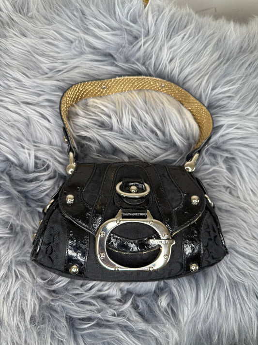 Guess vintage Tasche Y2k Rare schwarz Gold Silber Neuwertig