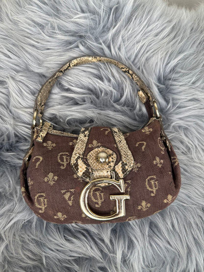 Guess vintage Tasche Y2k Rare denim braun Gold
