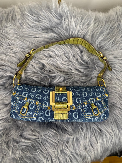 Guess vintage Tasche denim Gold Details blau selten