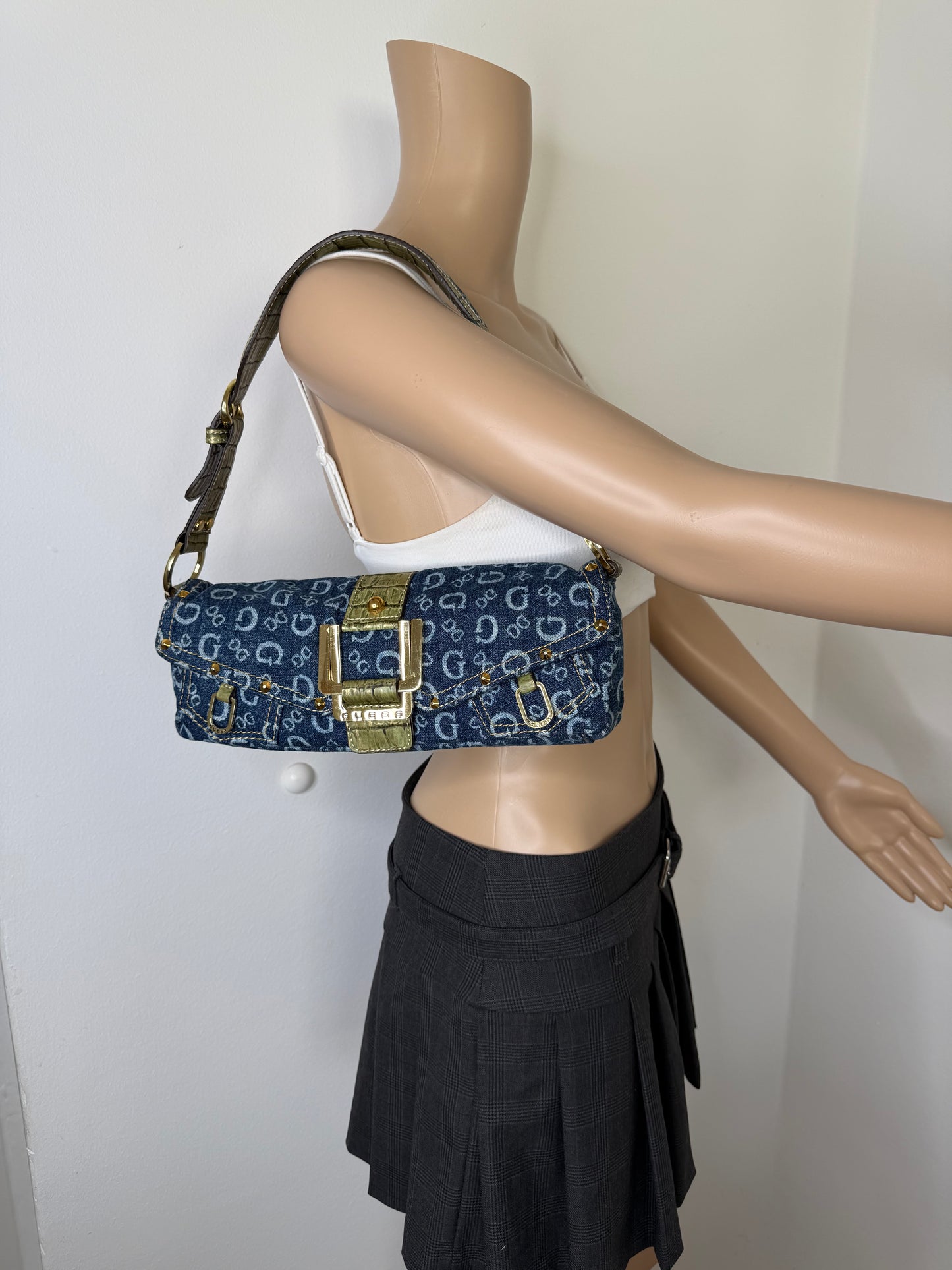 Guess vintage Tasche denim Gold Details blau selten