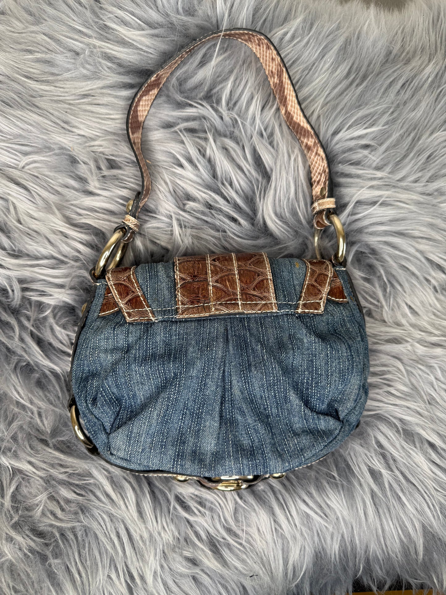Guess vintage Tasche Y2k Rare Denim Silver brau braun