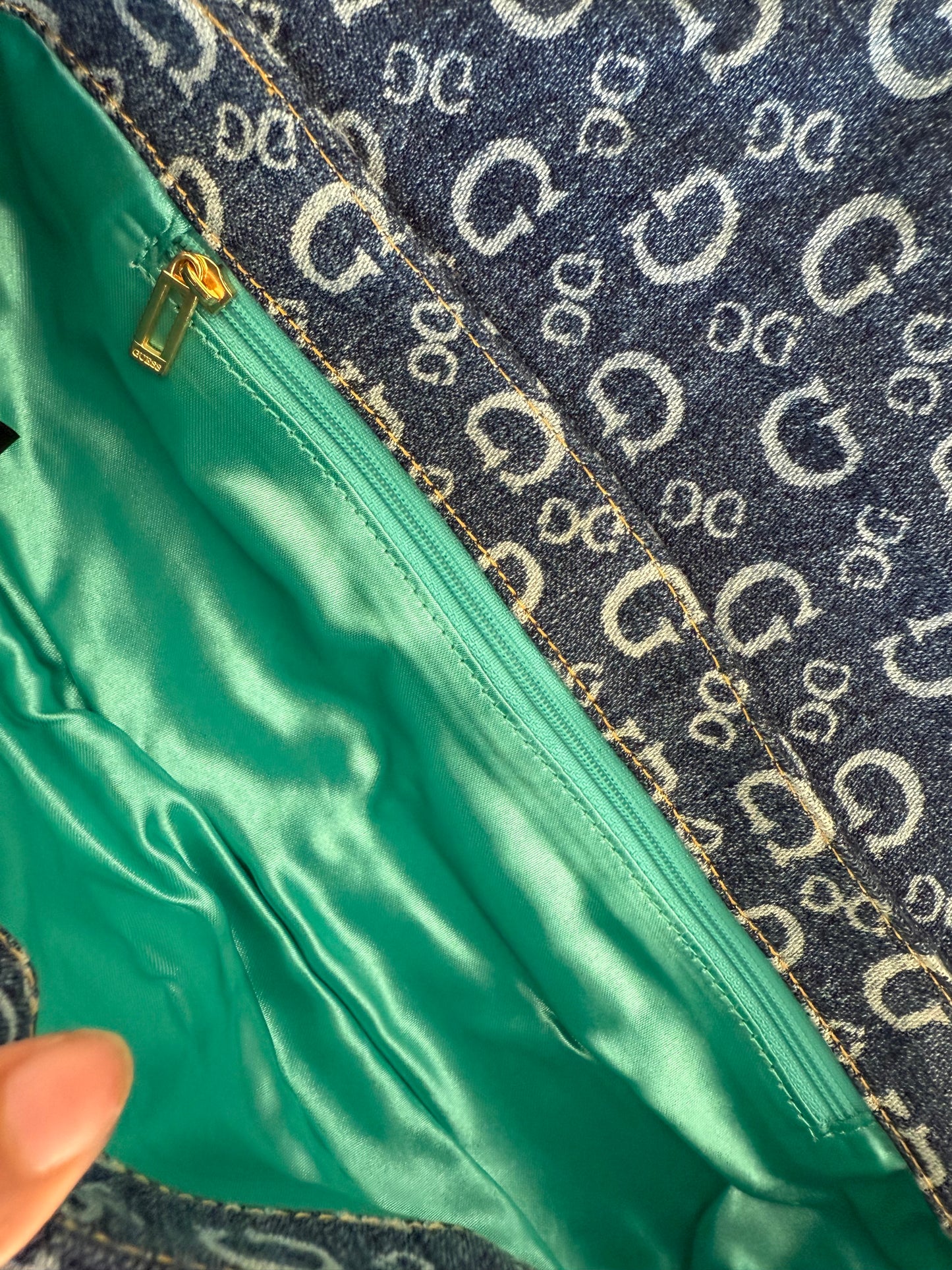 Guess vintage Tasche denim Gold Details blau selten