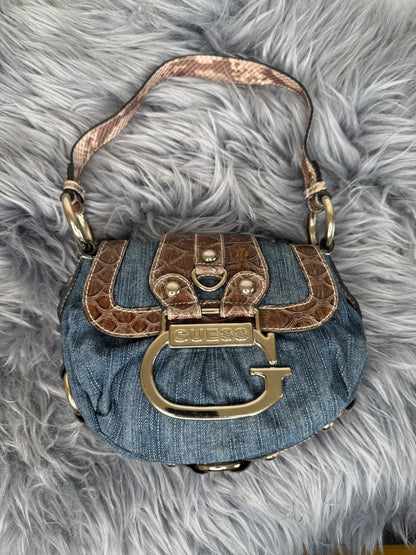 Guess vintage Tasche Y2k Rare Denim Silver brau braun