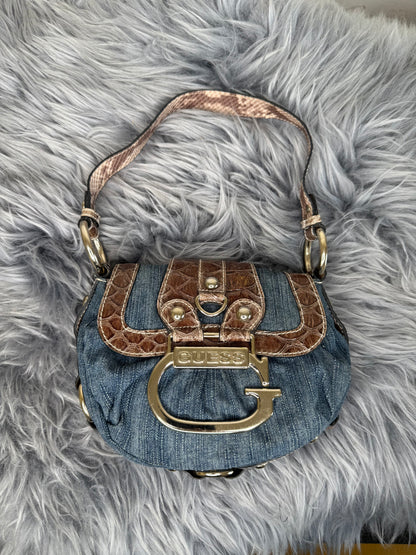 Guess vintage Tasche Y2k Rare Denim Silver brau braun