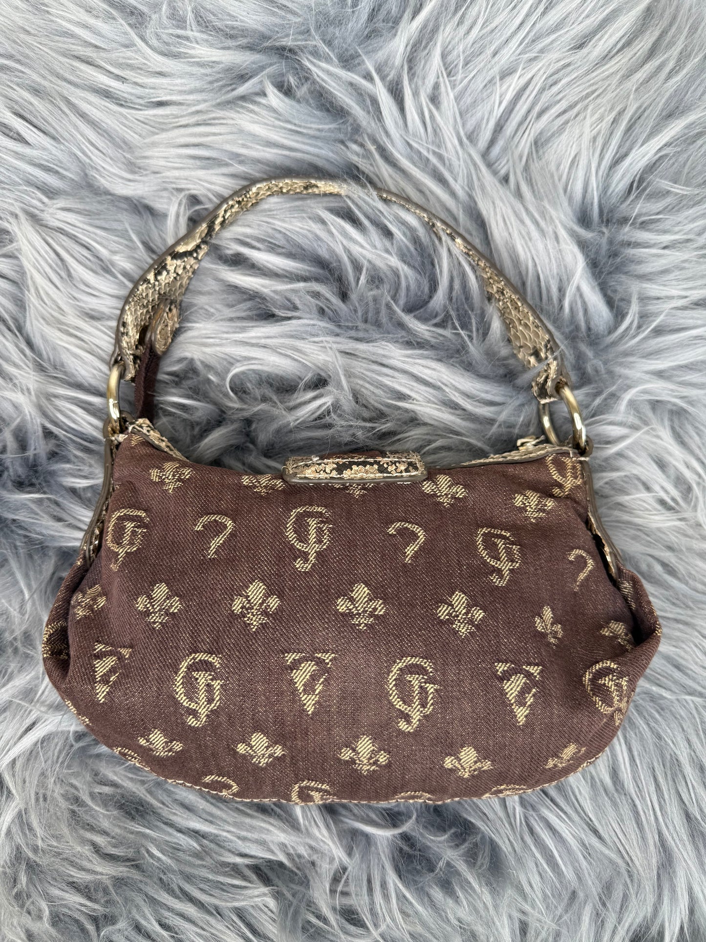 Guess vintage Tasche Y2k Rare denim braun Gold