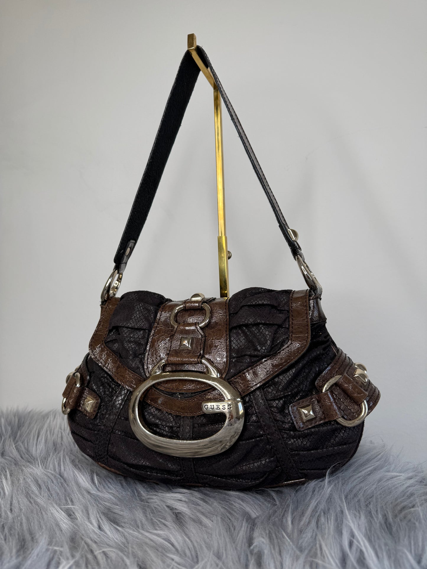 Guess vintage Tasche Y2k Rare braun Gold