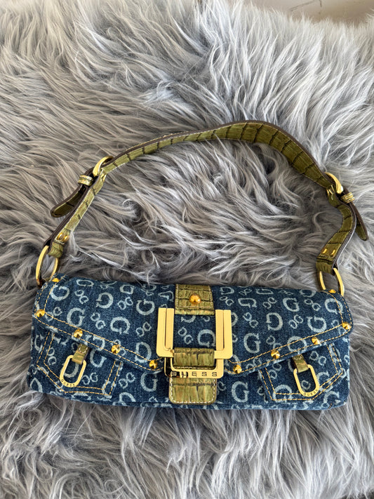 Guess vintage Tasche denim Gold Details blau selten