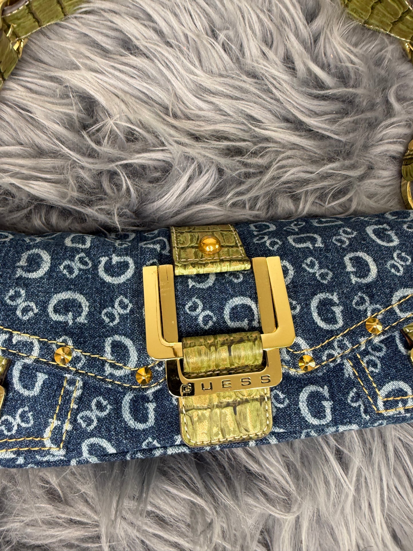 Guess vintage Tasche denim Gold Details blau selten