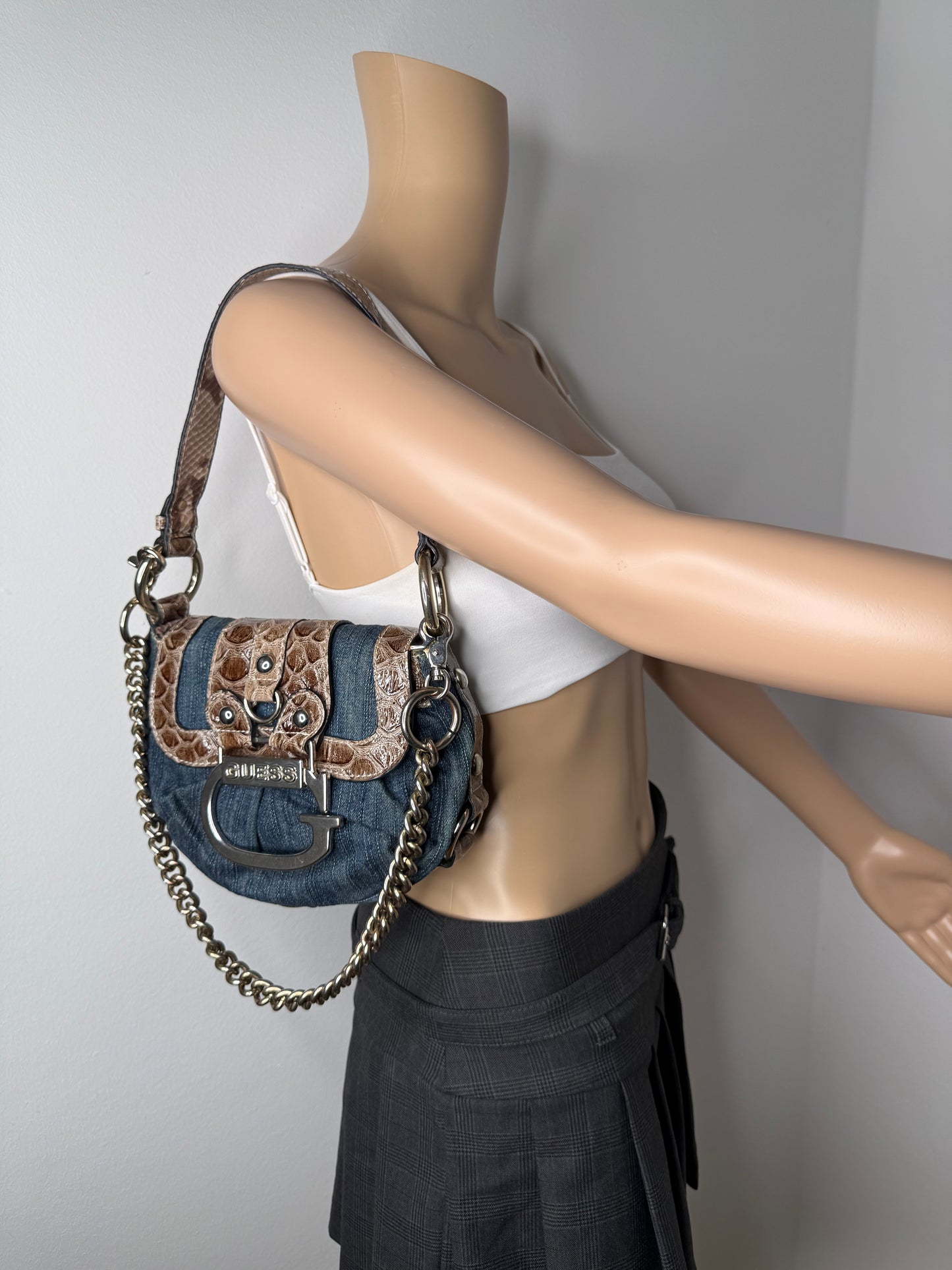 Guess vintage Tasche denim rare blau braun