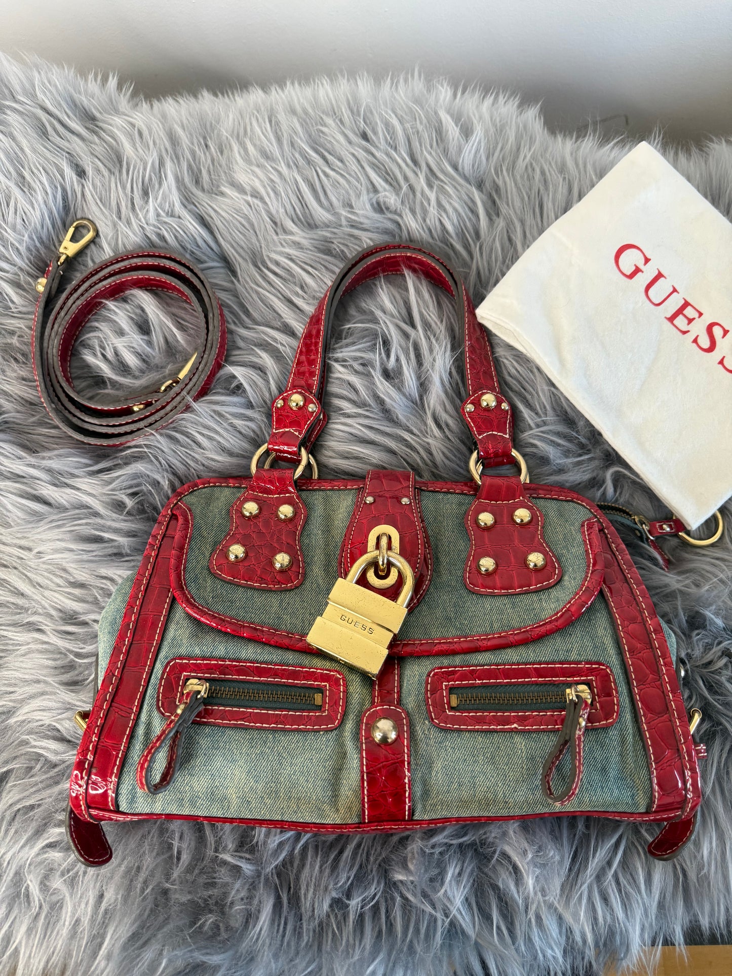Guess vintage Tasche y2k rare rot denim