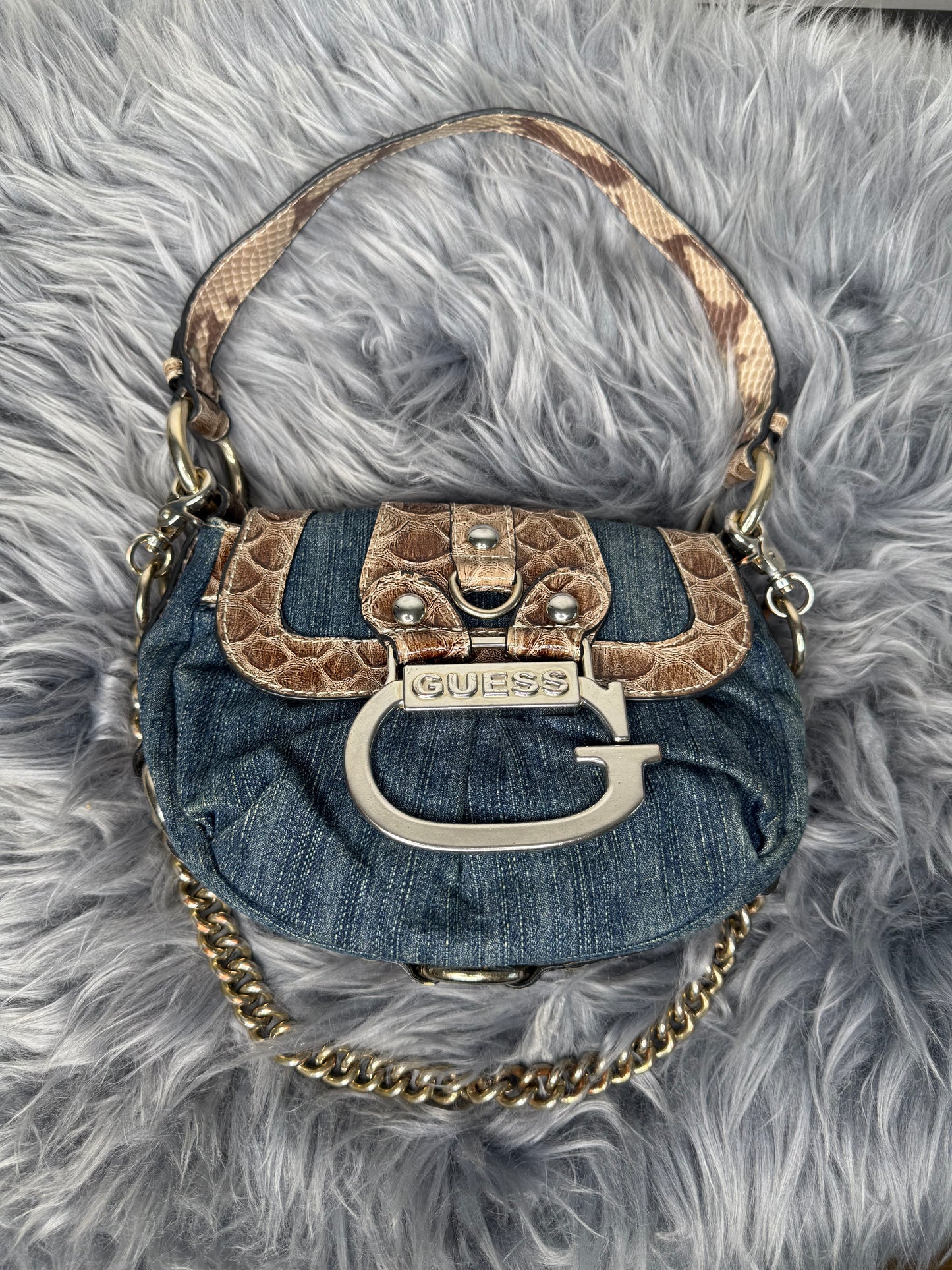 Guess vintage Tasche denim rare blau braun