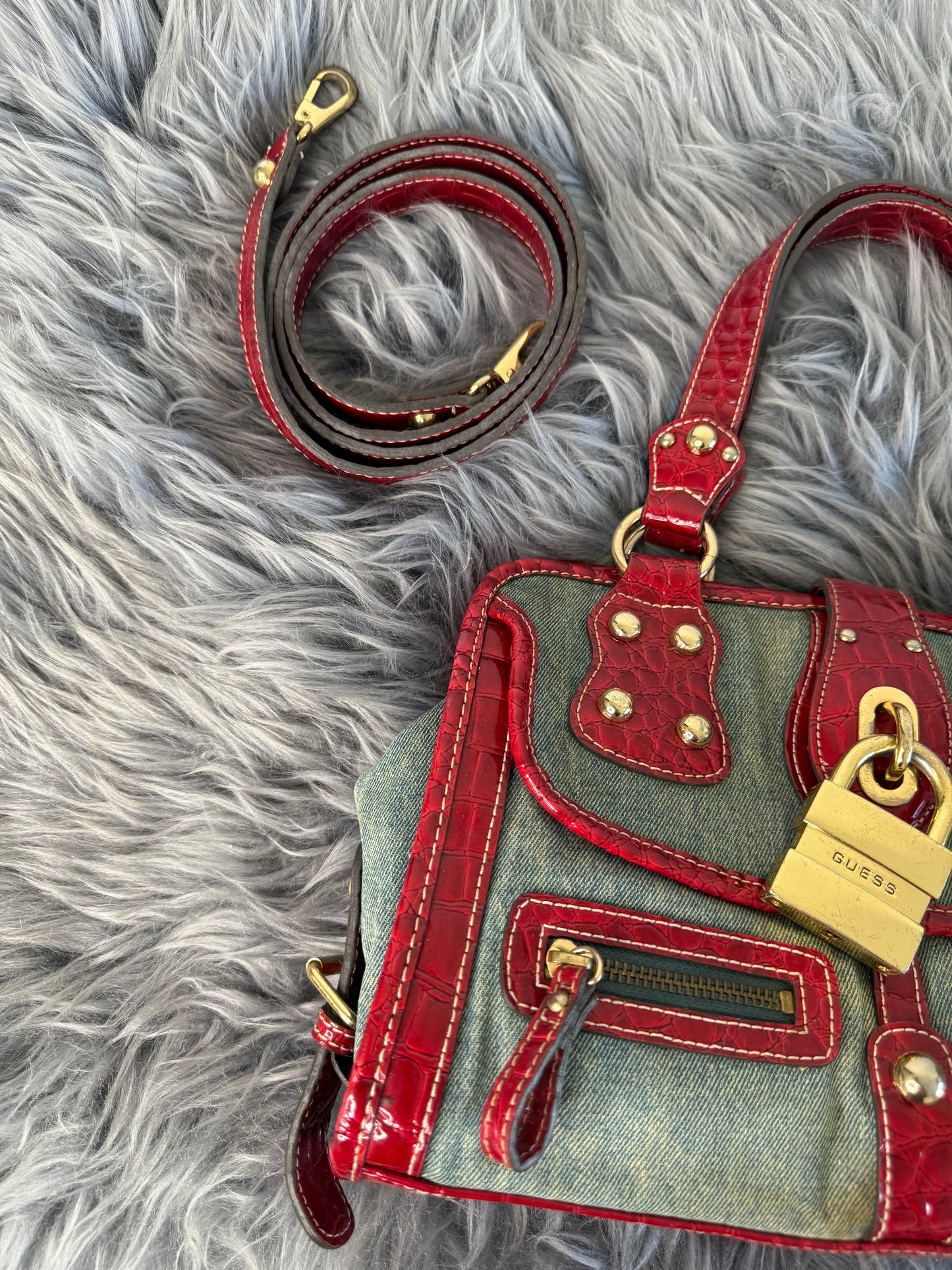 Guess vintage Tasche y2k rare rot denim