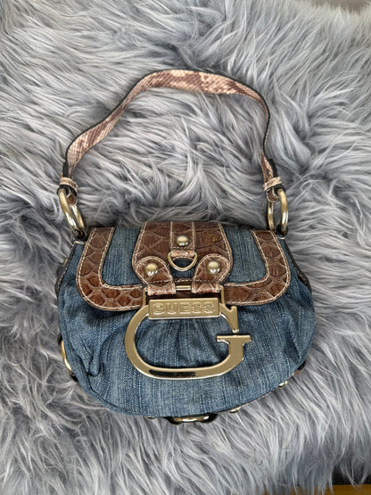 Guess vintage Tasche Y2k Rare Denim Silver brau braun