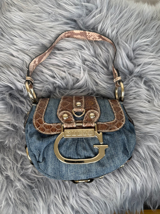 Guess vintage Tasche Y2k Rare Denim Silver brau braun
