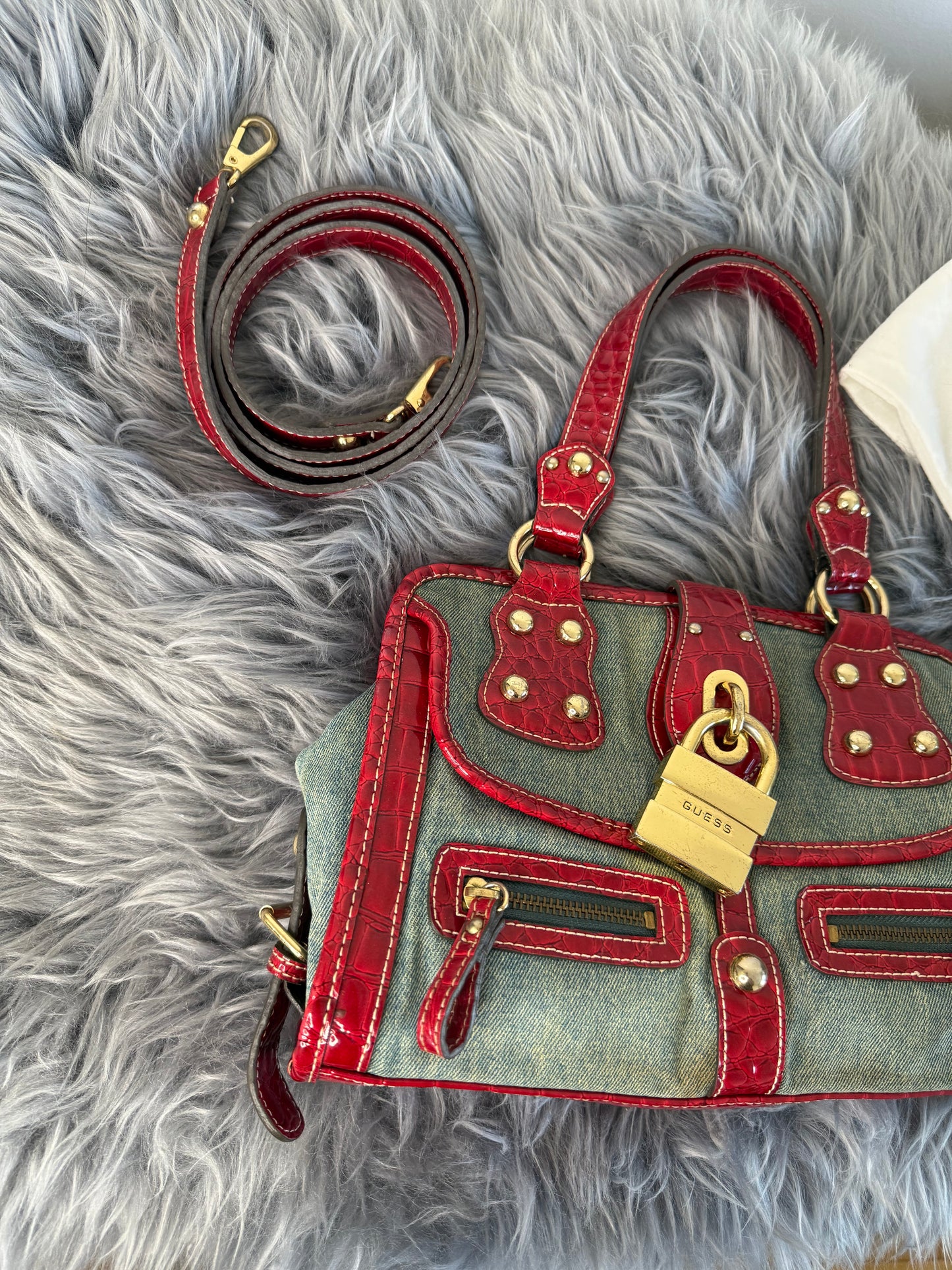 Guess vintage Tasche y2k rare rot denim