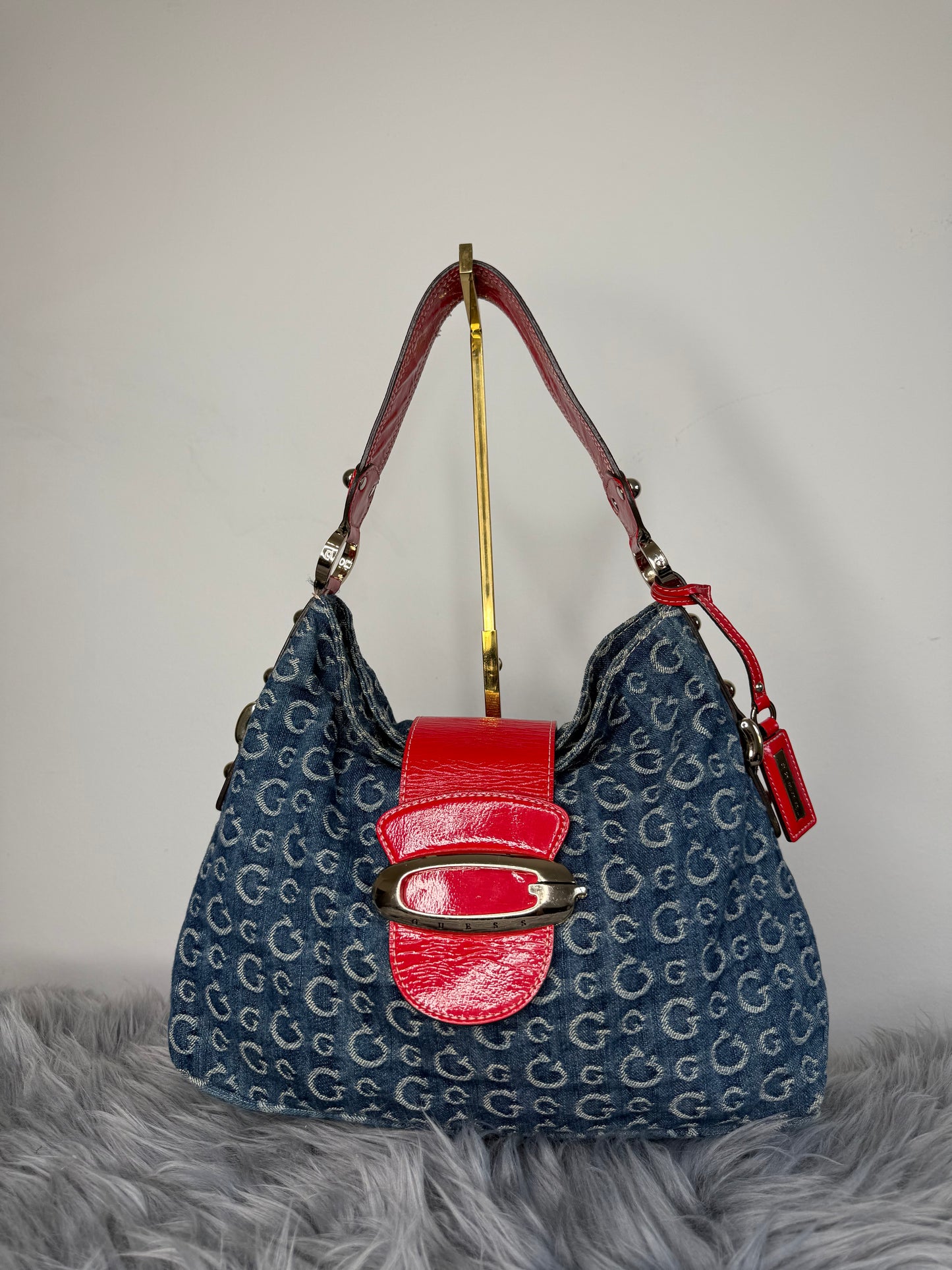 Guess Vintage Tasche Y2k Rare Denim Blau rot