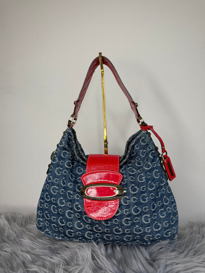 Guess Vintage Tasche Y2k Rare Denim Blau rot