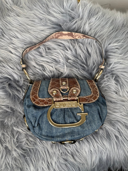 Guess vintage Tasche Y2k Rare Denim Silver brau braun