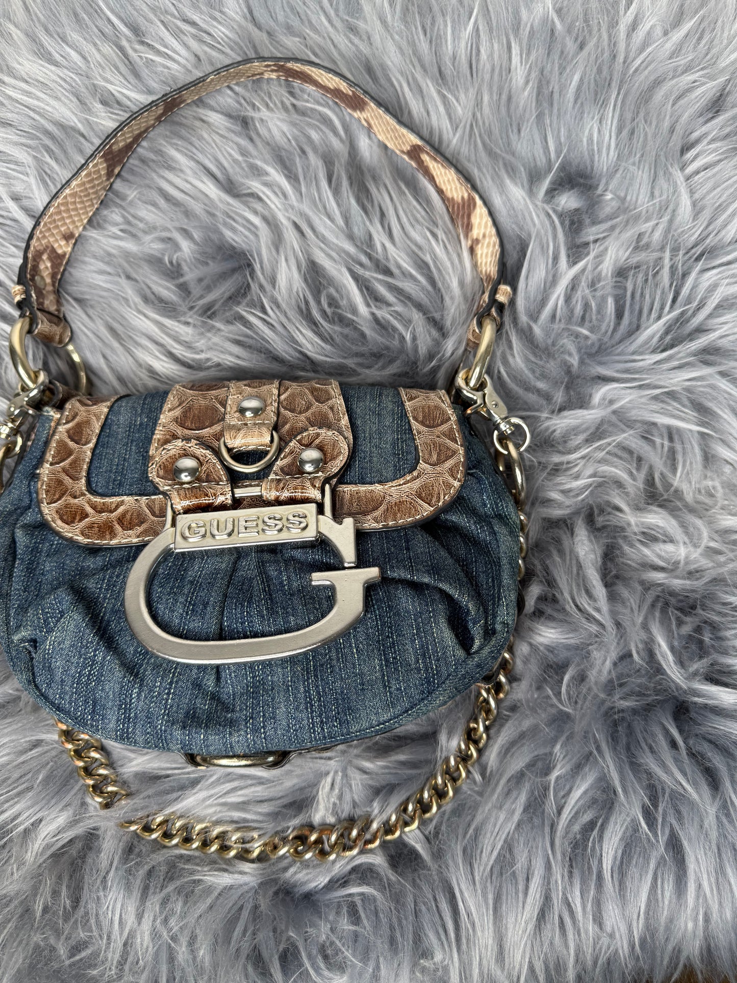 Guess vintage Tasche denim rare blau braun