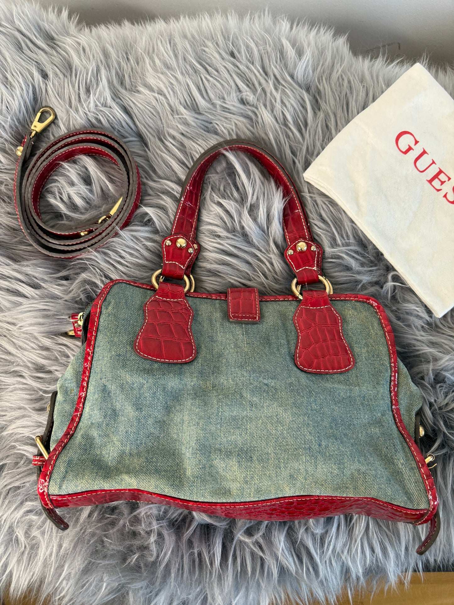 Guess vintage Tasche y2k rare rot denim