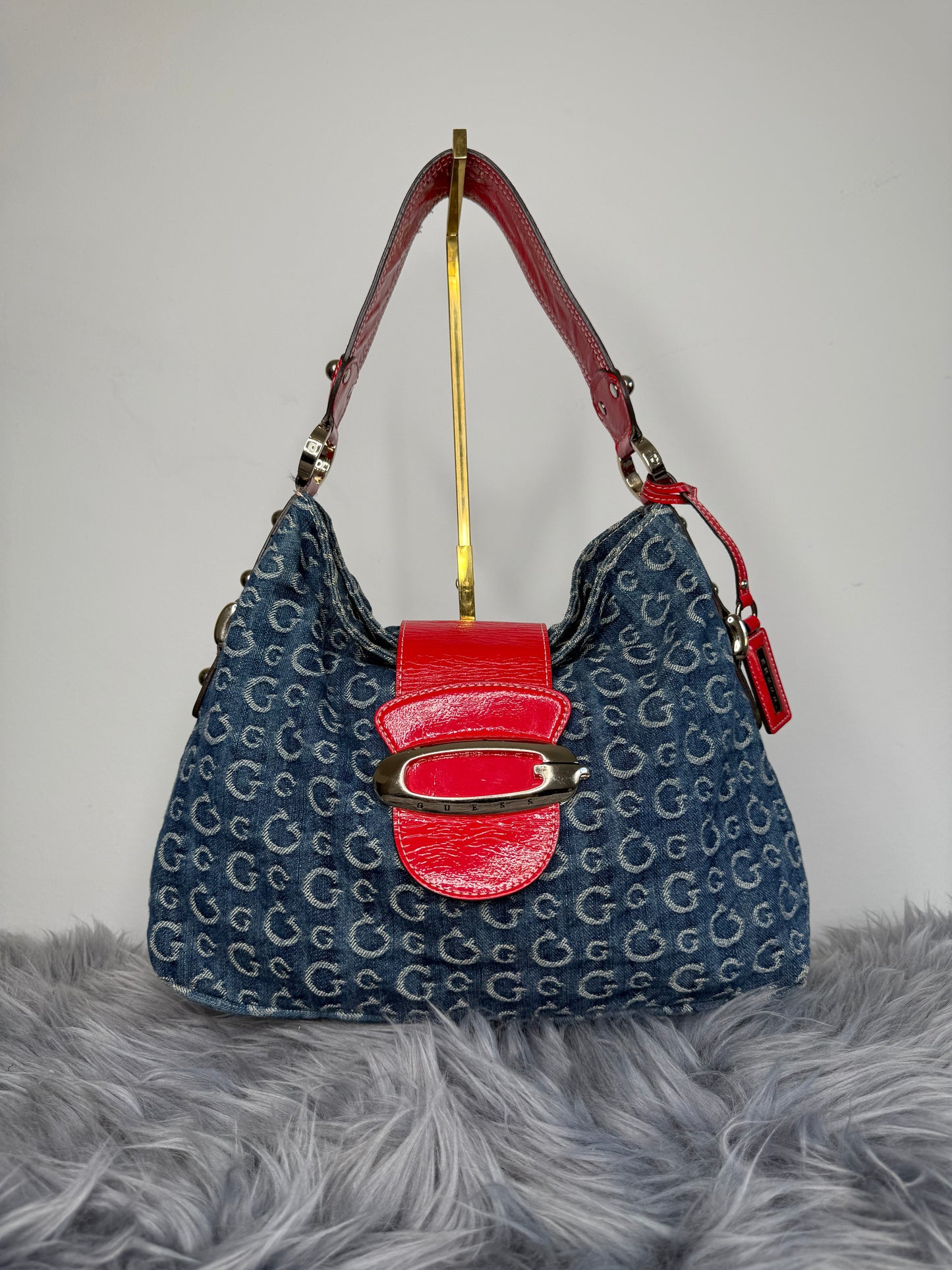 Guess Vintage Tasche Y2k Rare Denim Blau rot