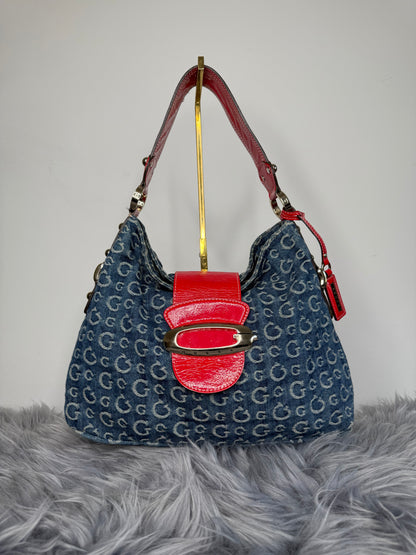 Guess Vintage Tasche Y2k Rare Denim Blau rot