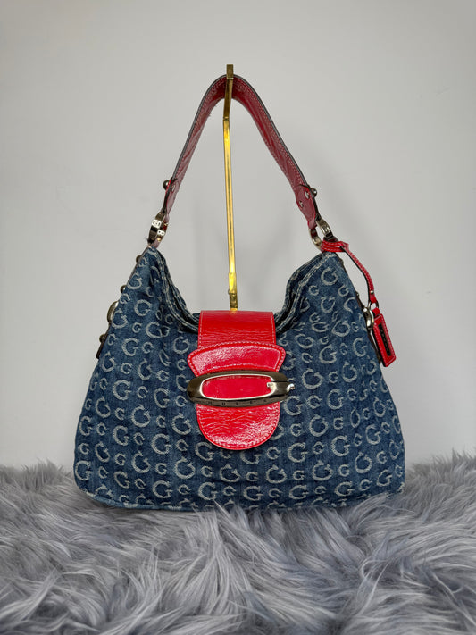 Guess Vintage Tasche Y2k Rare Denim Blau rot