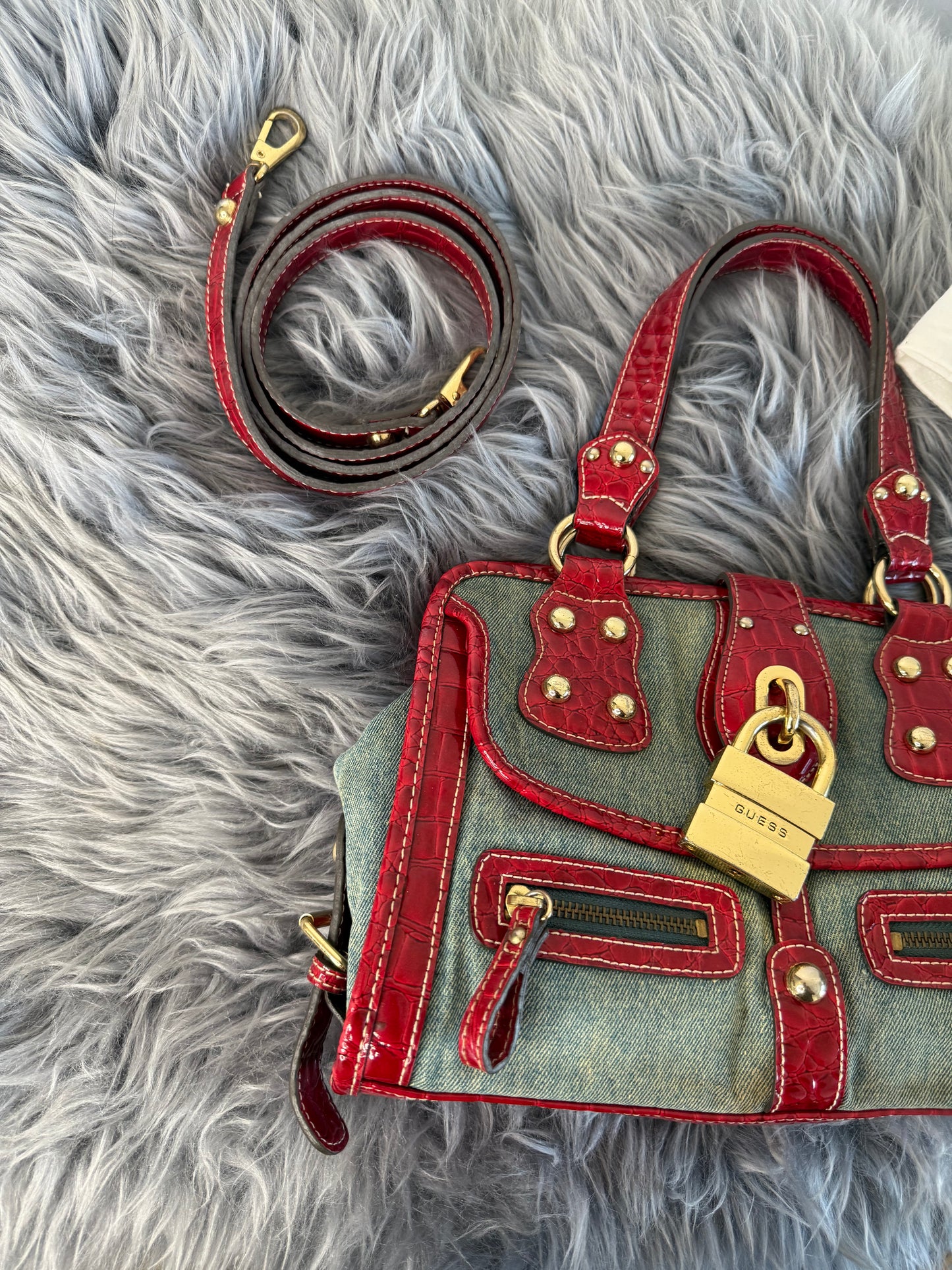 Guess vintage Tasche y2k rare rot denim