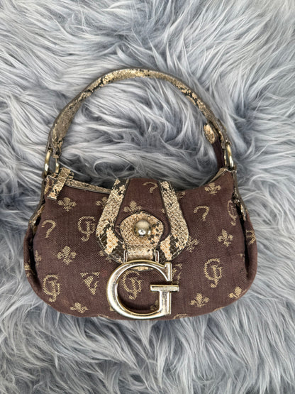 Guess vintage Tasche Y2k Rare denim braun Gold