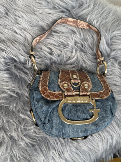 Guess vintage Tasche Y2k Rare Denim Silver brau braun