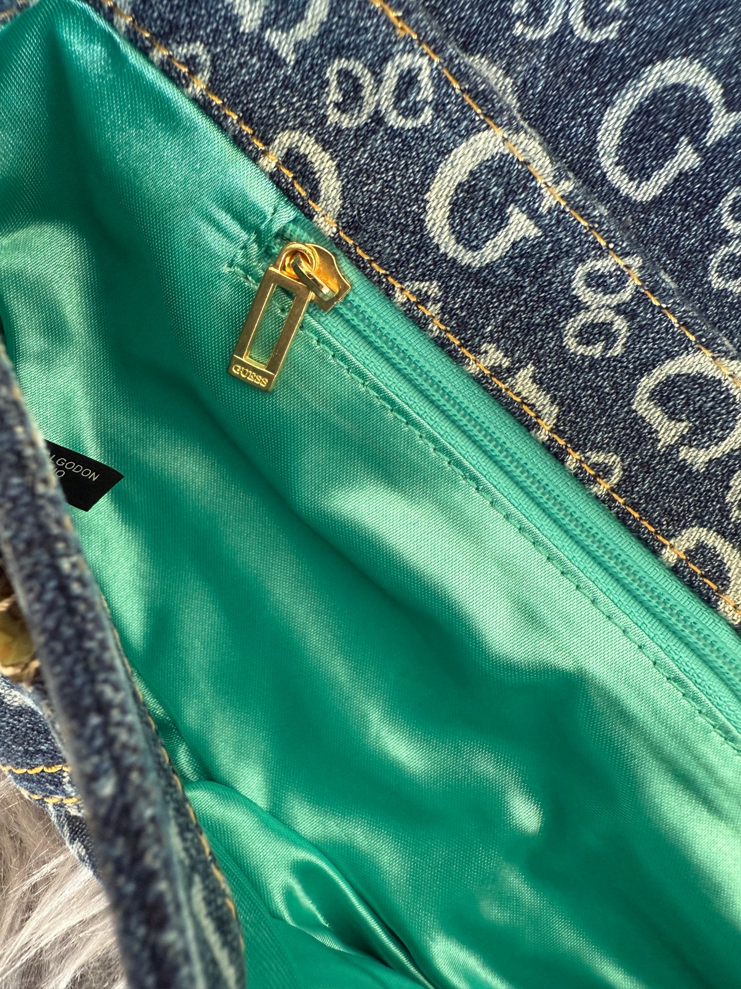 Guess vintage Tasche denim Gold Details blau selten