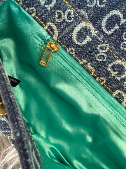 Guess vintage Tasche denim Gold Details blau selten